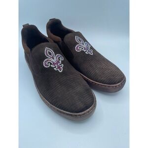 Belvedere Kane Brown Genuine Lizard Swarovski Crystal Fleur De Lis Sneakers 10